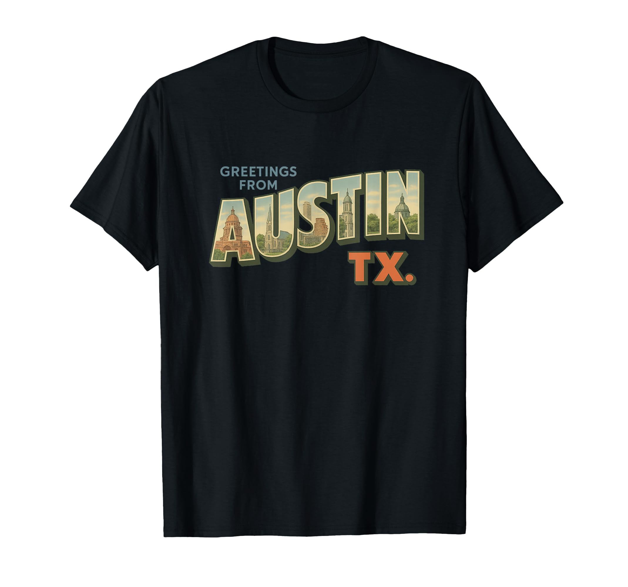 Austin Texas Postcard And Co T-Shirt - Novelty Apparel Men Women - T-Shirt, Sweatshirt, Hoodie