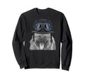 Keeshond Wearing Motorcycle Helmet Sweatshirt - Minimalist Print Unisex - T-Shirt, Sweatshirt, Hoodie