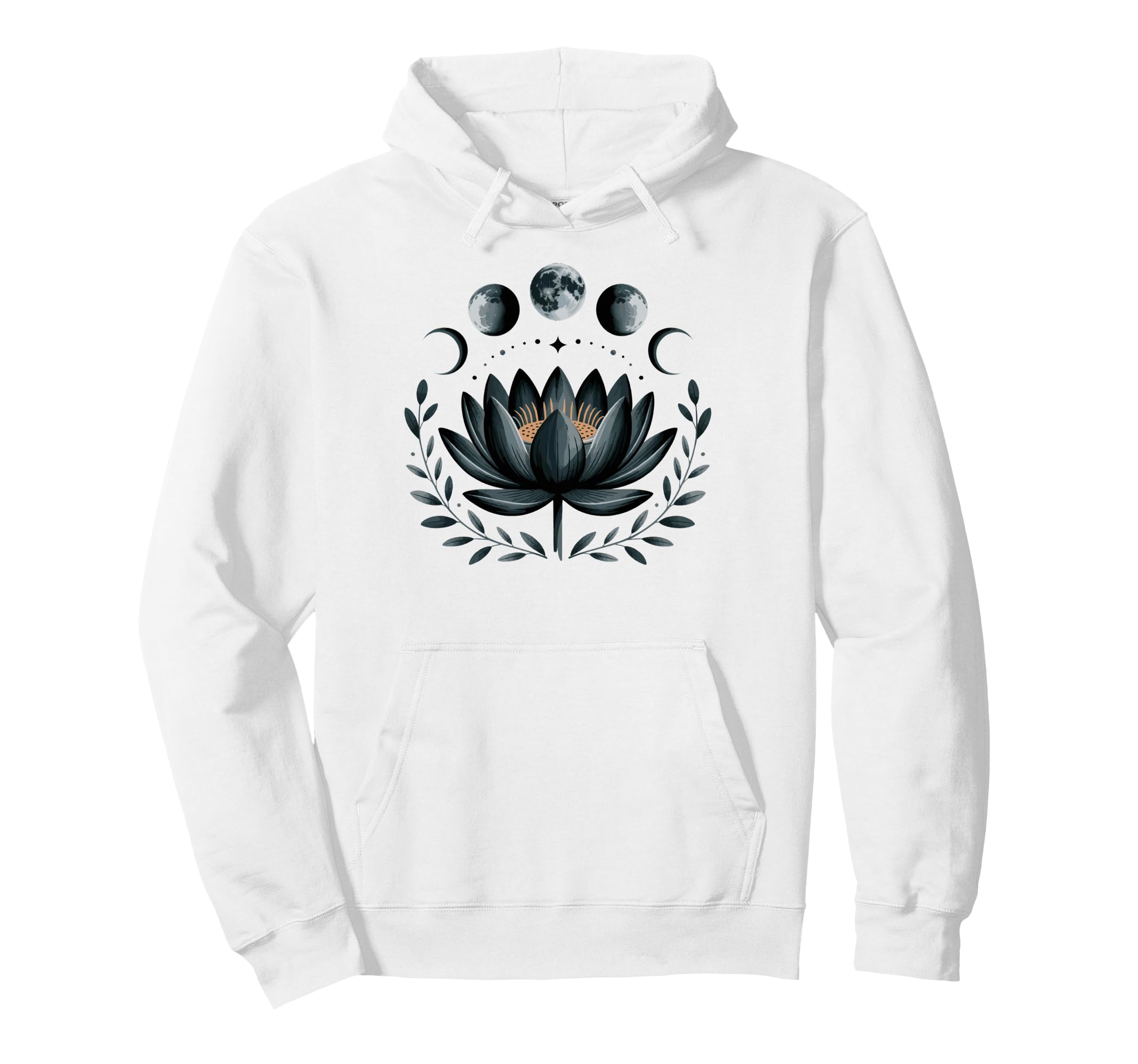 Lotus Flower Moon Phases Zen Yoga Lover Hoodie - Unique Graphic Men Women - T-Shirt, Sweatshirt, Hoodie