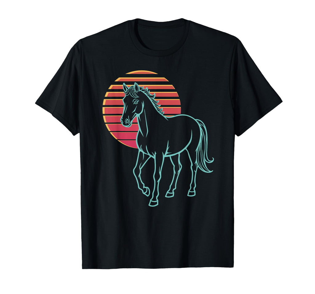 Horse Lover Animal Synthwave 80S T-Shirt - Streetwear Style Men Women - T-Shirt, Sweatshirt, Hoodie