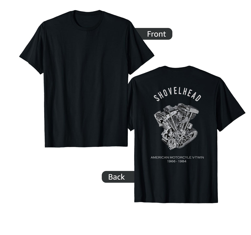 Hd Motorcycle Vtwin Shovelhead Motor T-Shirt - Custom Art Print Unisex - T-Shirt, Sweatshirt, Hoodie
