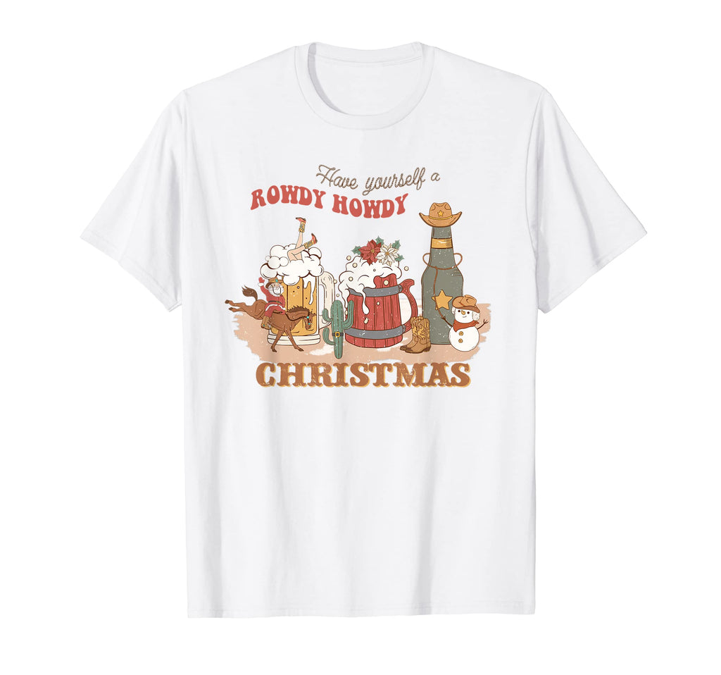 Western Howdy Santa Cowboy Drinking T-Shirt - Aesthetic Graphic Men Women - T-Shirt, Sweatshirt, Hoodie