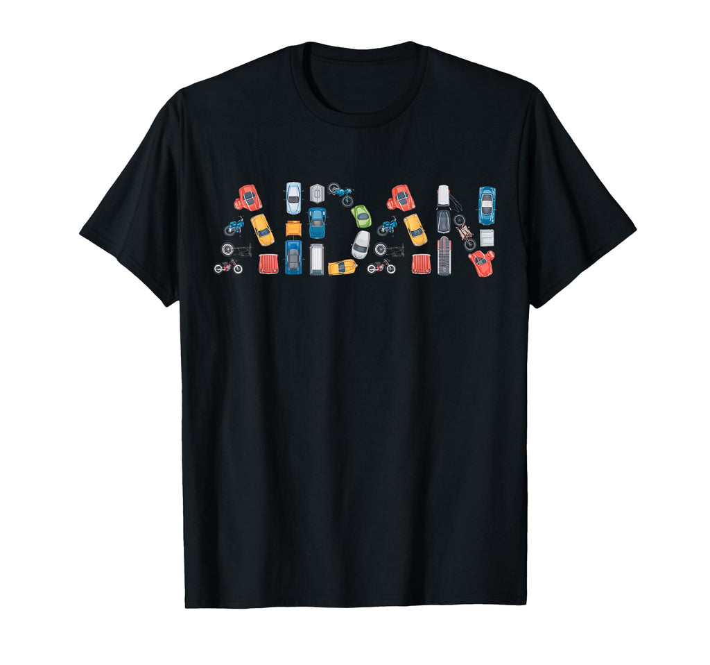Aidan Custom Name Personalized Cars T-Shirt - Aesthetic Graphic Men Women - T-Shirt, Sweatshirt, Hoodie