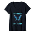 Womens Antisocial Butterfly V Neck T-Shirt - Novelty Apparel for Adults - T-Shirt, Sweatshirt, Hoodie