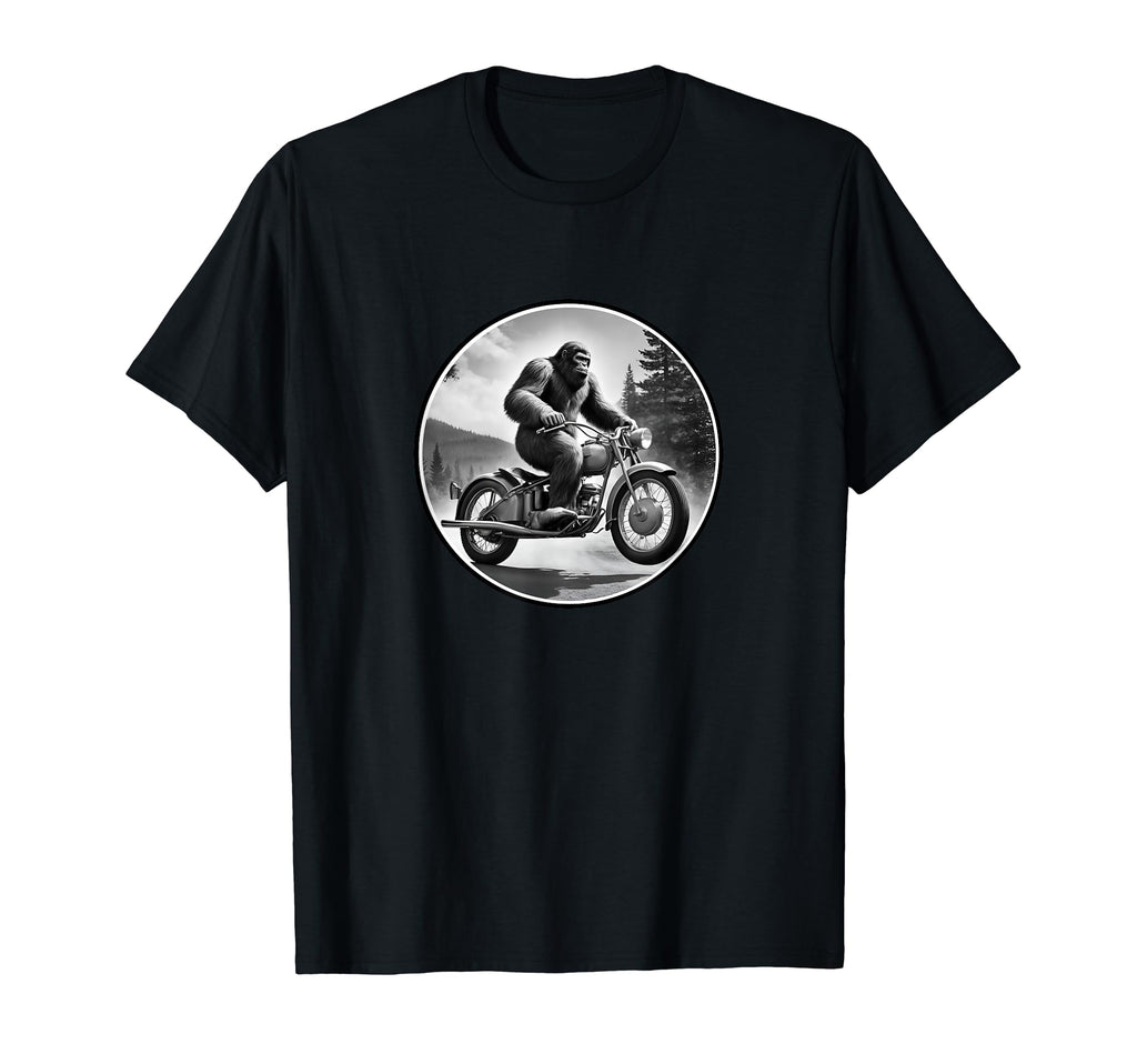 Fun Bigfoot Sasquatch Motorcycle Biker T-Shirt - Novelty Apparel for Adults - T-Shirt, Sweatshirt, Hoodie