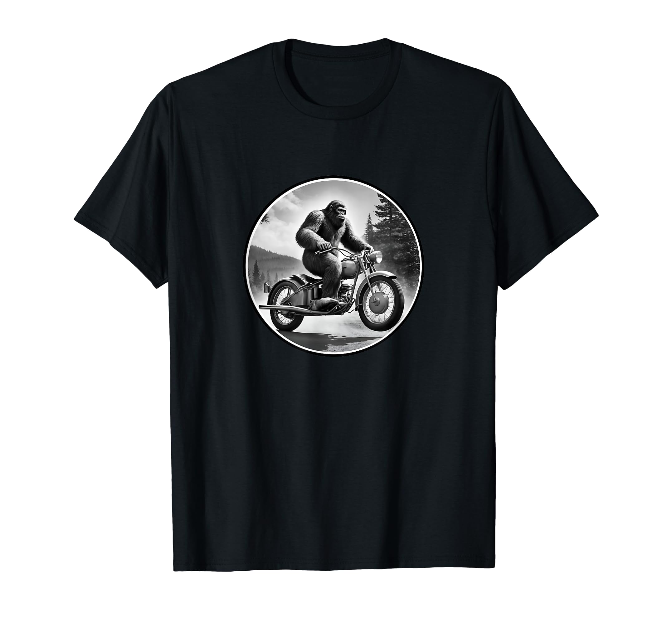 Fun Bigfoot Sasquatch Motorcycle Biker T-Shirt - Novelty Apparel for Adults - T-Shirt, Sweatshirt, Hoodie