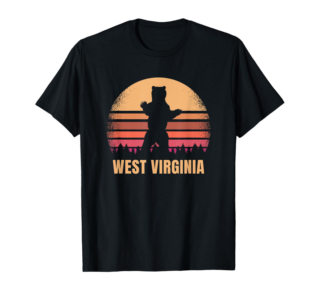 West Virginia Wv Bear Distressed 80S T-Shirt - Trendy Graphic for Adults - T-Shirt, Sweatshirt, Hoodie