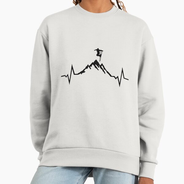 Skiing Skier, Mountain and ECG Heartbeat - Adult & Kids T-Shirts, Sweatshirts & Hoodies apparel design preview 1