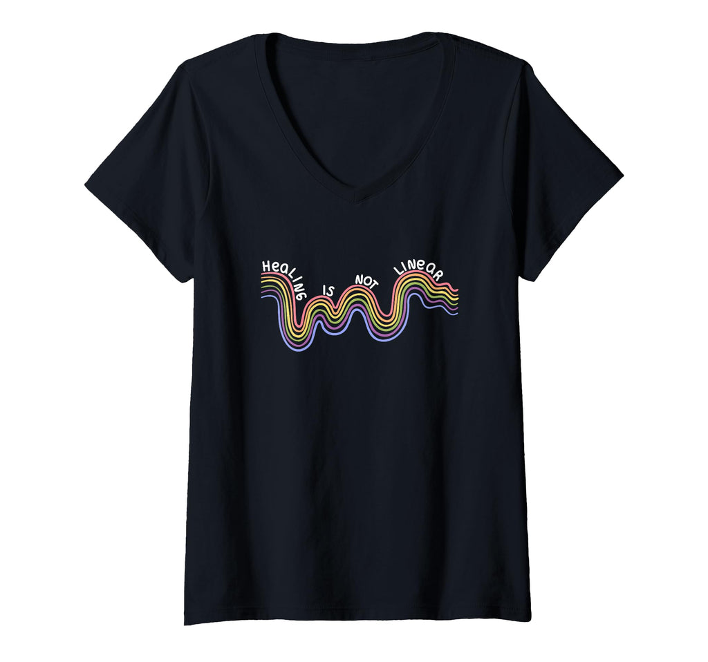 Womens Mental Health Awareness Rainbow V T-Shirt - Graphic Print Unisex - T-Shirt, Sweatshirt, Hoodie