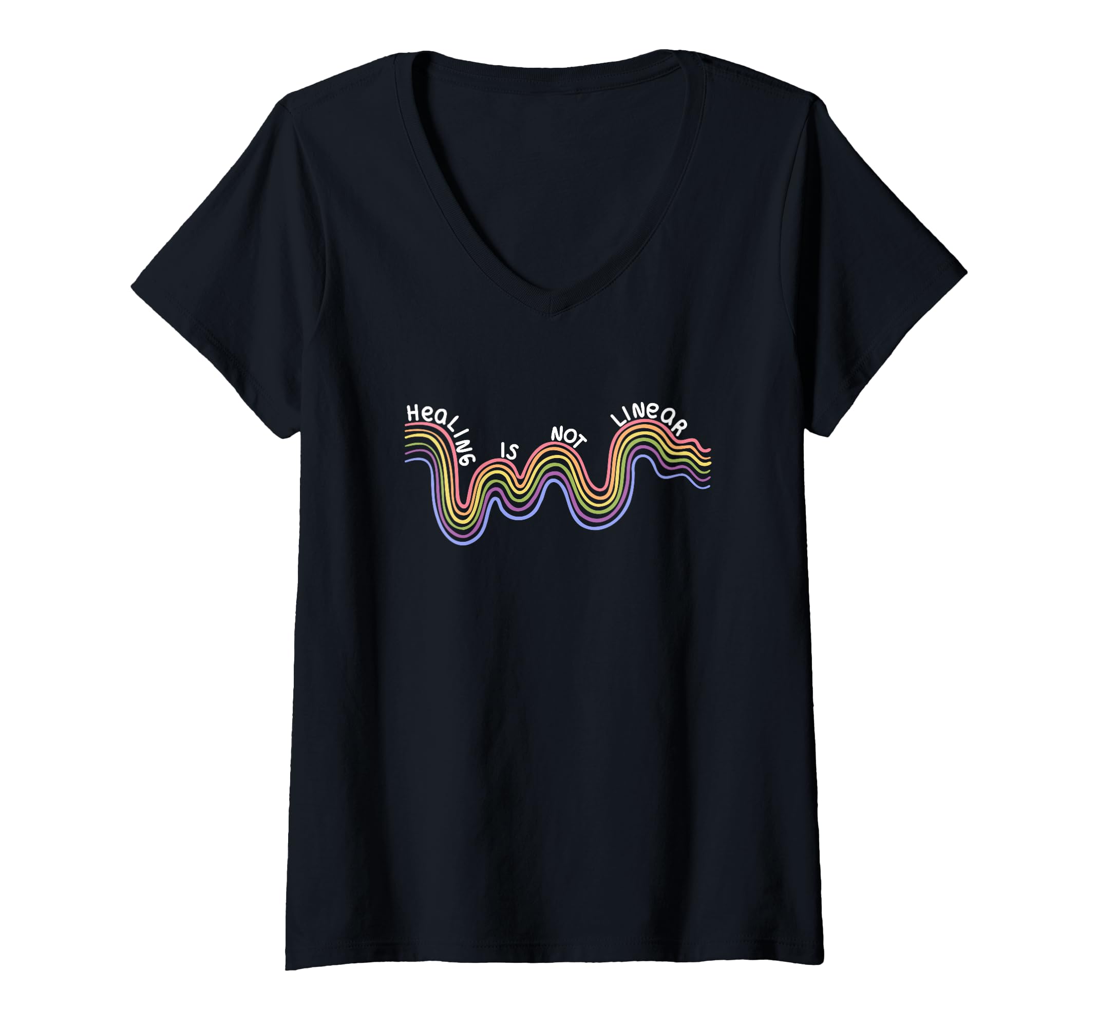 Womens Mental Health Awareness Rainbow V T-Shirt - Graphic Print Unisex - T-Shirt, Sweatshirt, Hoodie