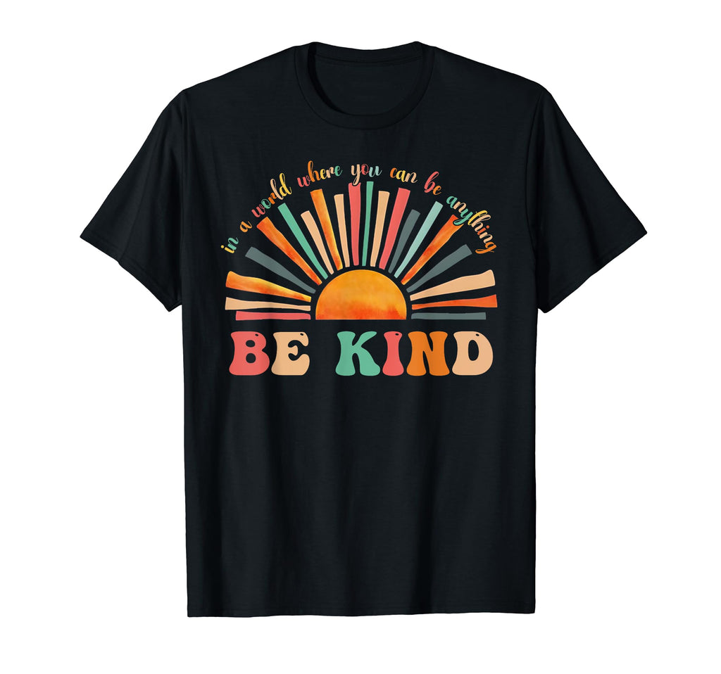 Be Kind Groovy Sunset Flower Mental T-Shirt - Trendy Graphic Men Women - T-Shirt, Sweatshirt, Hoodie
