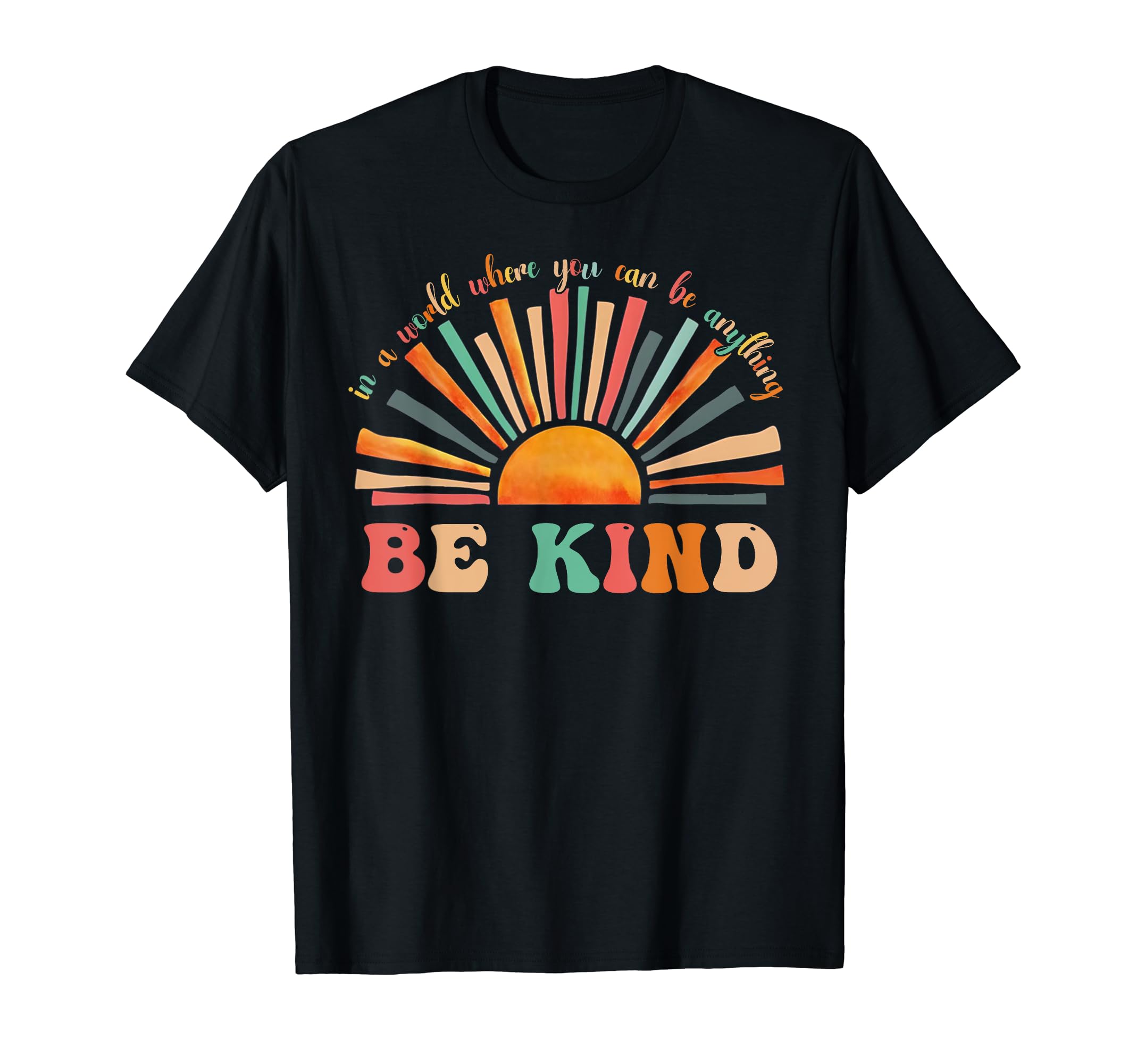 Be Kind Groovy Sunset Flower Mental T-Shirt - Trendy Graphic Men Women - T-Shirt, Sweatshirt, Hoodie