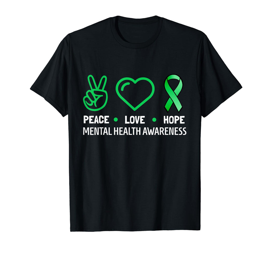 Peace Love Hope Green Ribbon Funny T-Shirt - Fun Novelty Design for Adults - T-Shirt, Sweatshirt, Hoodie