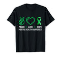 Peace Love Hope Green Ribbon Funny T-Shirt - Fun Novelty Design for Adults - T-Shirt, Sweatshirt, Hoodie