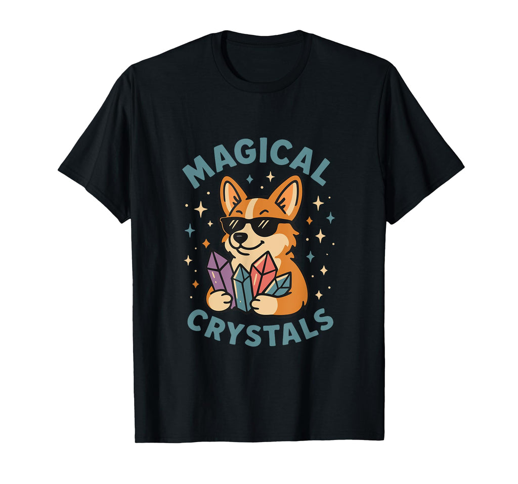 Corgi Magical Crystals Energy Healing Vibes T-Shirt - Unique Graphic Unisex - T-Shirt, Sweatshirt, Hoodie