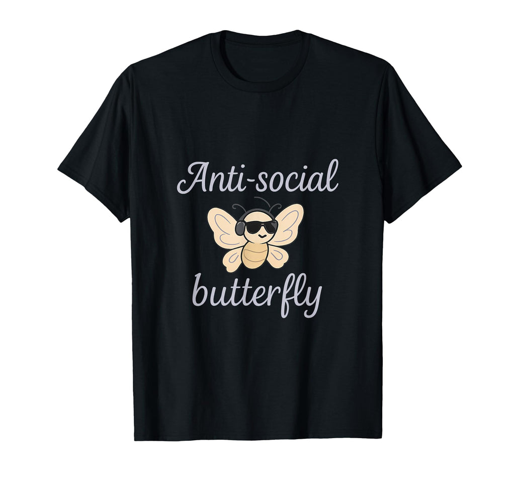 Anti Social Butterfly Funny Introvert T-Shirt - Minimalist Print for Adults - T-Shirt, Sweatshirt, Hoodie