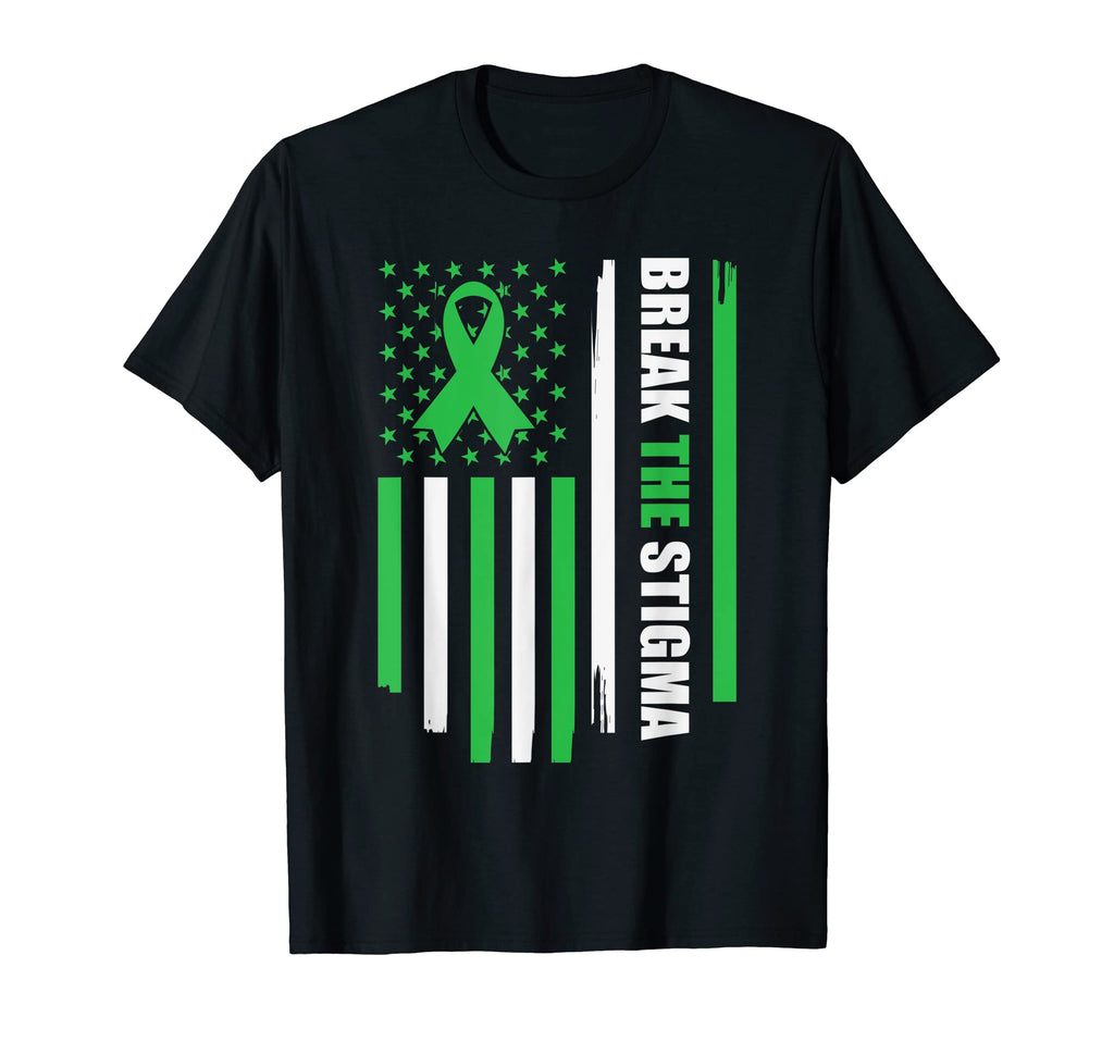 Break Stigma American Flag Mental T-Shirt - Minimalist Print for Adults - T-Shirt, Sweatshirt, Hoodie