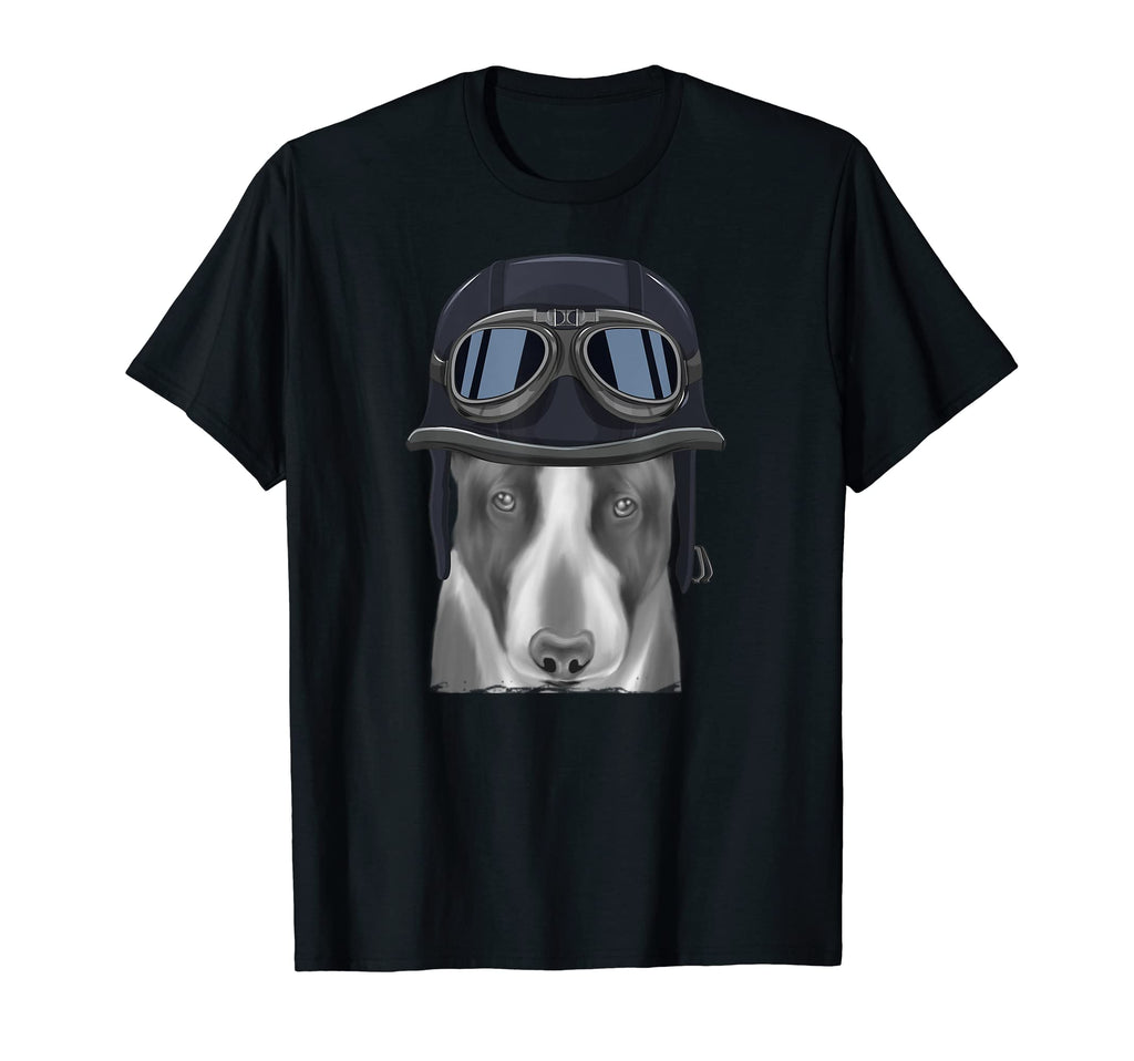 Miniature Bull Terrier Wearing Motorcycle T-Shirt - Graphic Print Unisex - T-Shirt, Sweatshirt, Hoodie