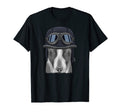 Miniature Bull Terrier Wearing Motorcycle T-Shirt - Graphic Print Unisex - T-Shirt, Sweatshirt, Hoodie