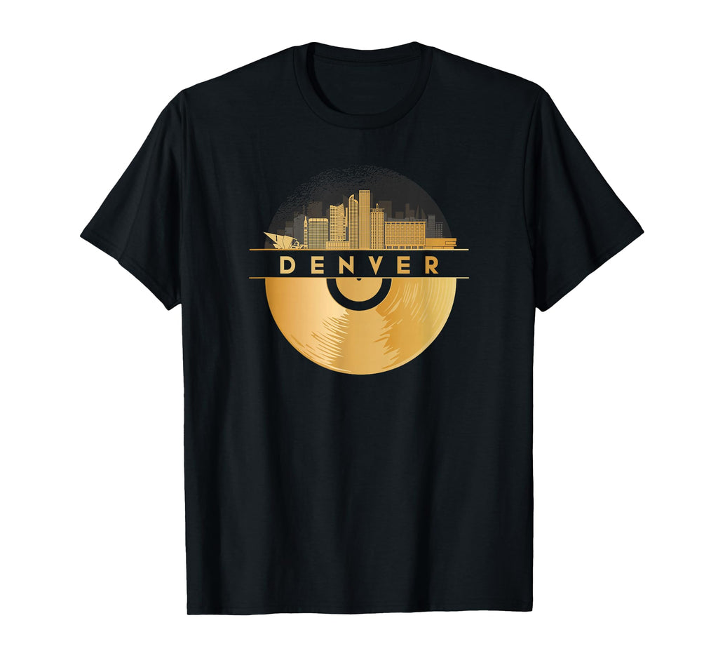 Vinyl Record Player Disco Music Skyline T-Shirt - Trendy Graphic Men Women - T-Shirt, Sweatshirt, Hoodie