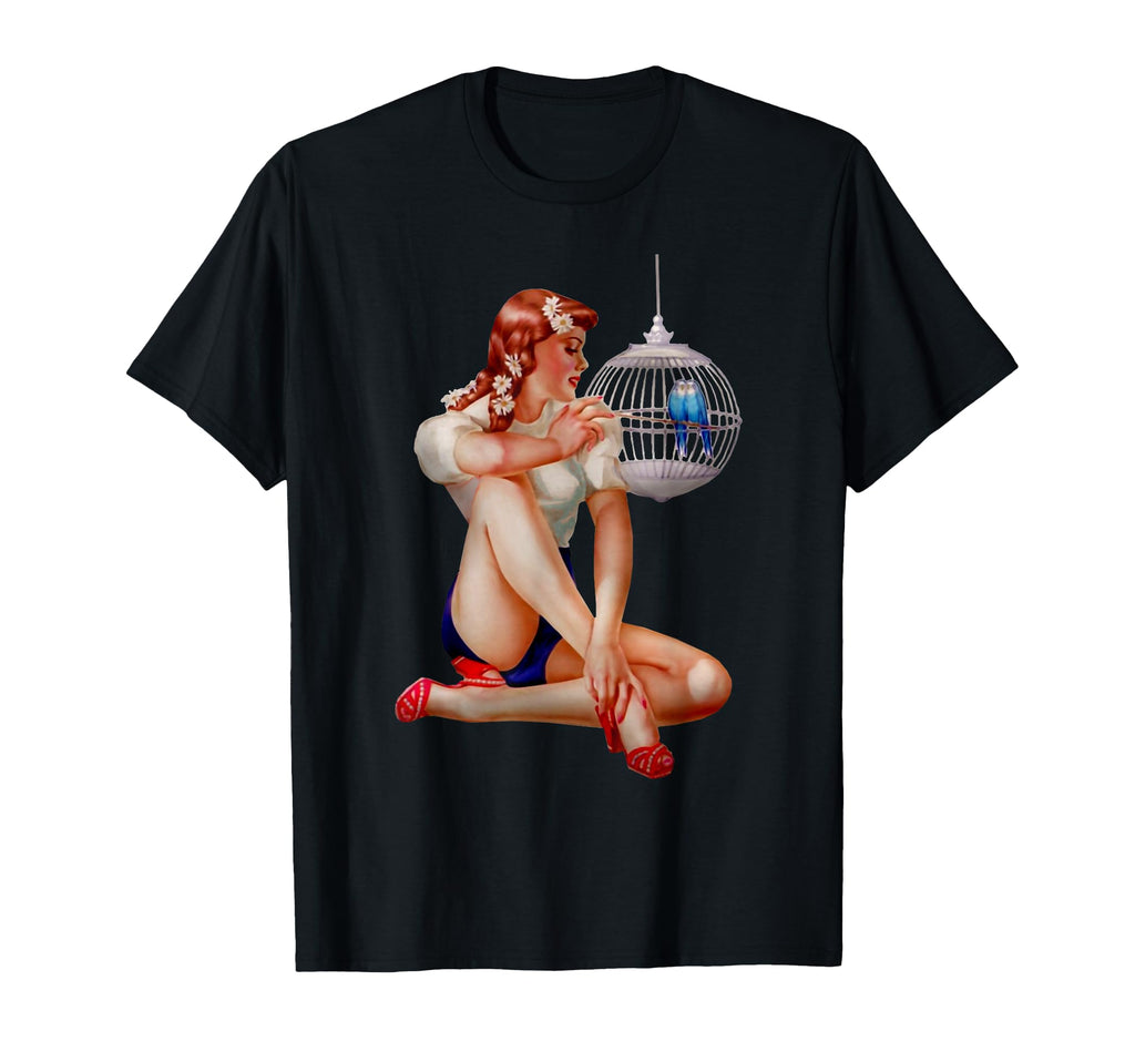 Pin Up Americana Heels Pet Bird T-Shirt - Graphic Print Unisex - T-Shirt, Sweatshirt, Hoodie