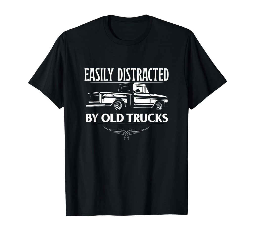Easily Distracted Old Trucks Pickup T-Shirt - Graphic Print for Adults - T-Shirt, Sweatshirt, Hoodie