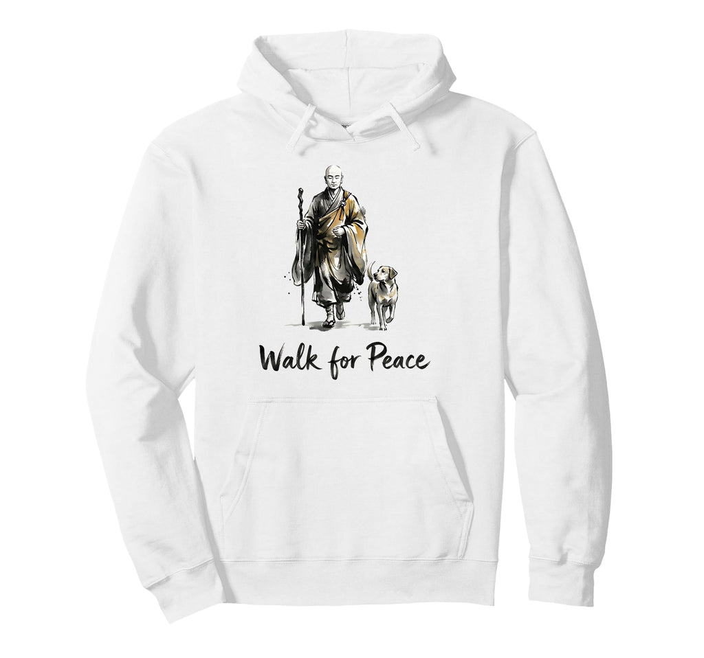 Minimalist Zen Art Walk Peace Monks Aloka Hoodie - Novelty Apparel Unisex - T-Shirt, Sweatshirt, Hoodie