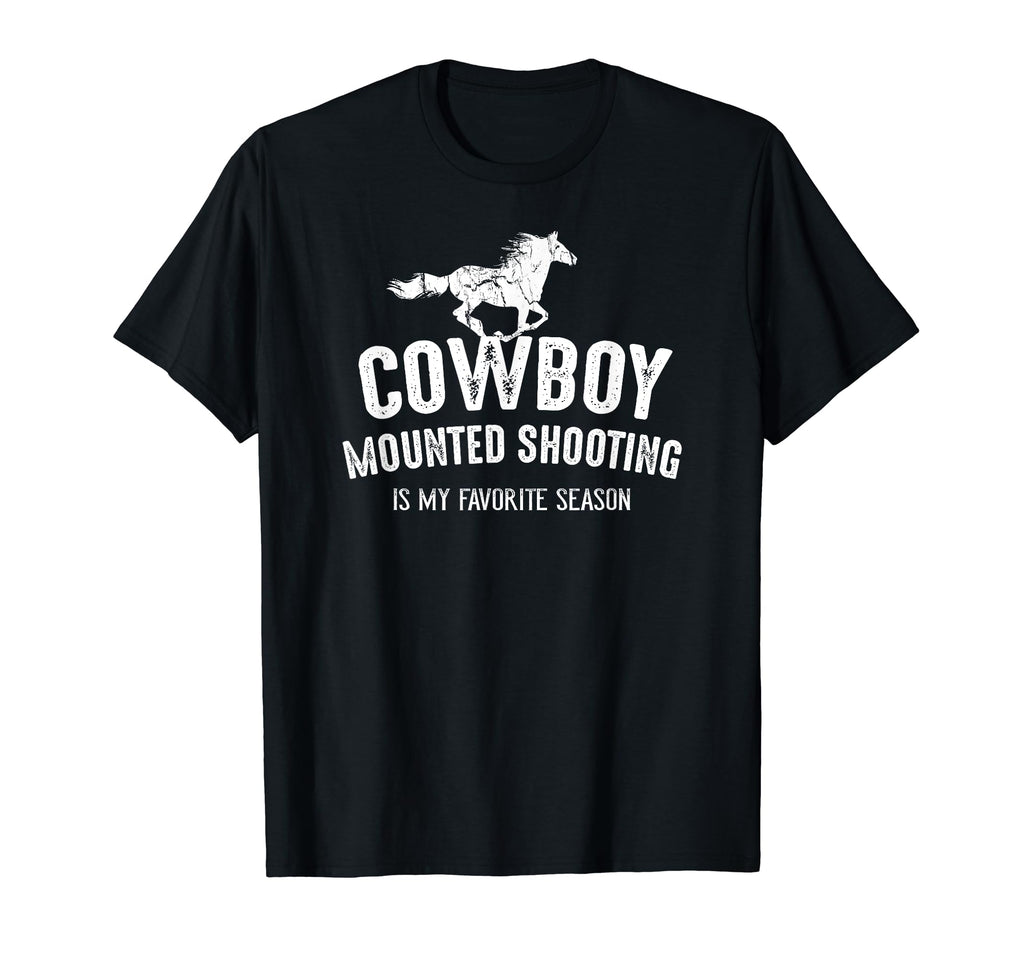 Distressed Cowboy Mounted Shooting T-Shirt - Novelty Apparel Unisex - T-Shirt, Sweatshirt, Hoodie