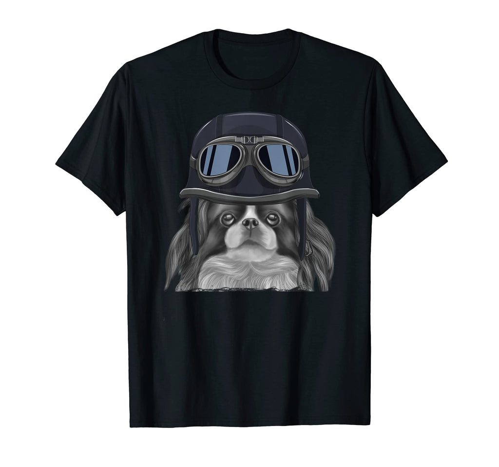 Japanese Chin Wearing Motorcycle T-Shirt - Novelty Apparel for Adults - T-Shirt, Sweatshirt, Hoodie