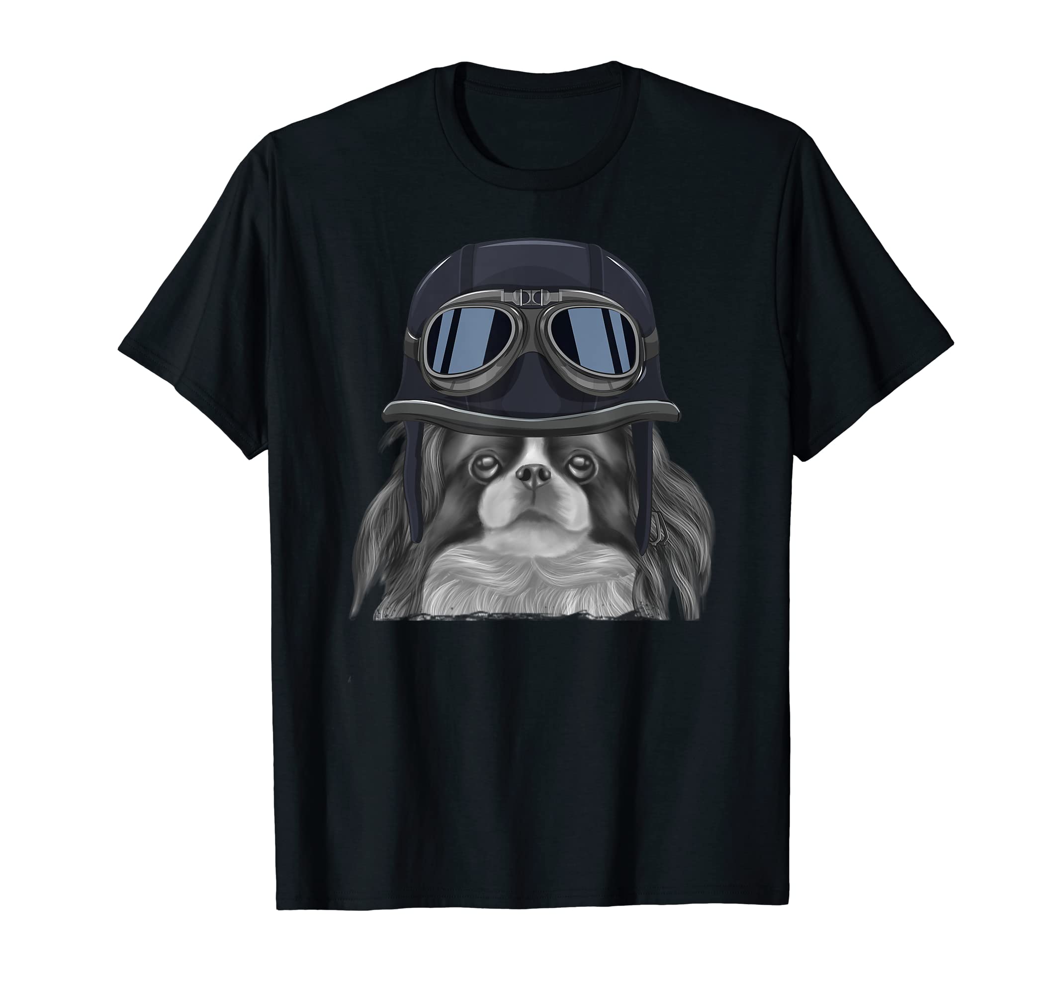 Japanese Chin Wearing Motorcycle T-Shirt - Novelty Apparel for Adults - T-Shirt, Sweatshirt, Hoodie