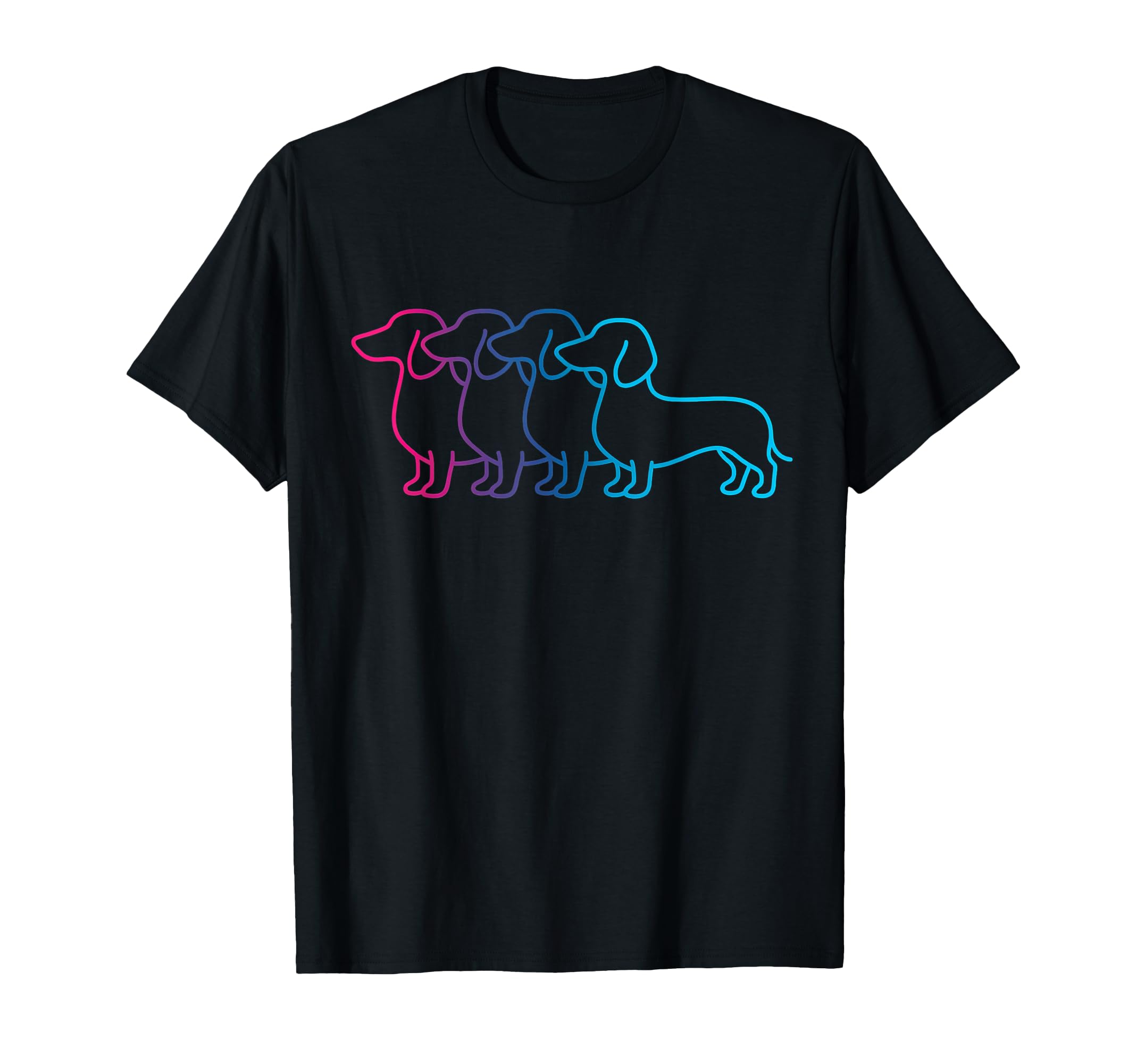 Dachshund Silhouette Synthwave Dog T-Shirt - Minimalist Print Men Women - T-Shirt, Sweatshirt, Hoodie