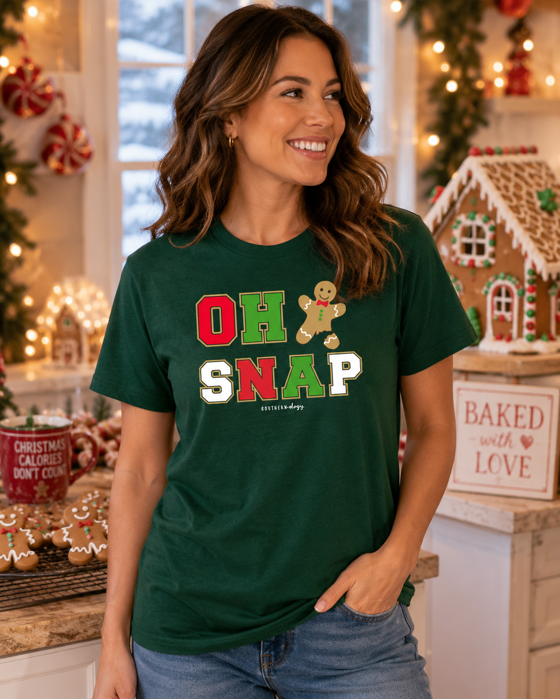 Southernology Statement Oh Snap Gingerbread Holiday - Adult & Kids T-Shirts, Sweatshirts & Hoodies apparel design preview 1
