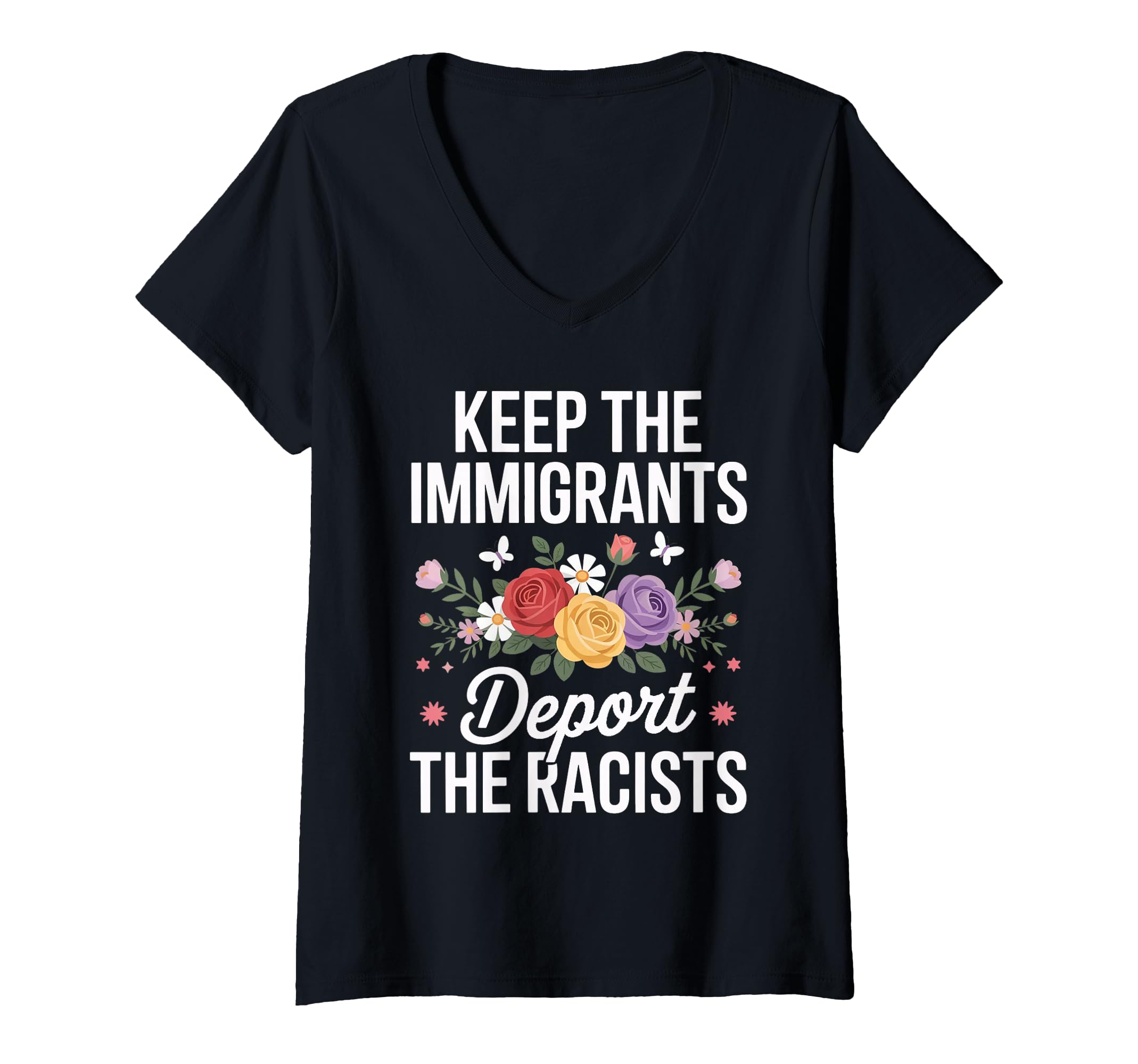 Womens Wildflower Keep Immigrants T-Shirt - Trendy Graphic for Adults - T-Shirt, Sweatshirt, Hoodie