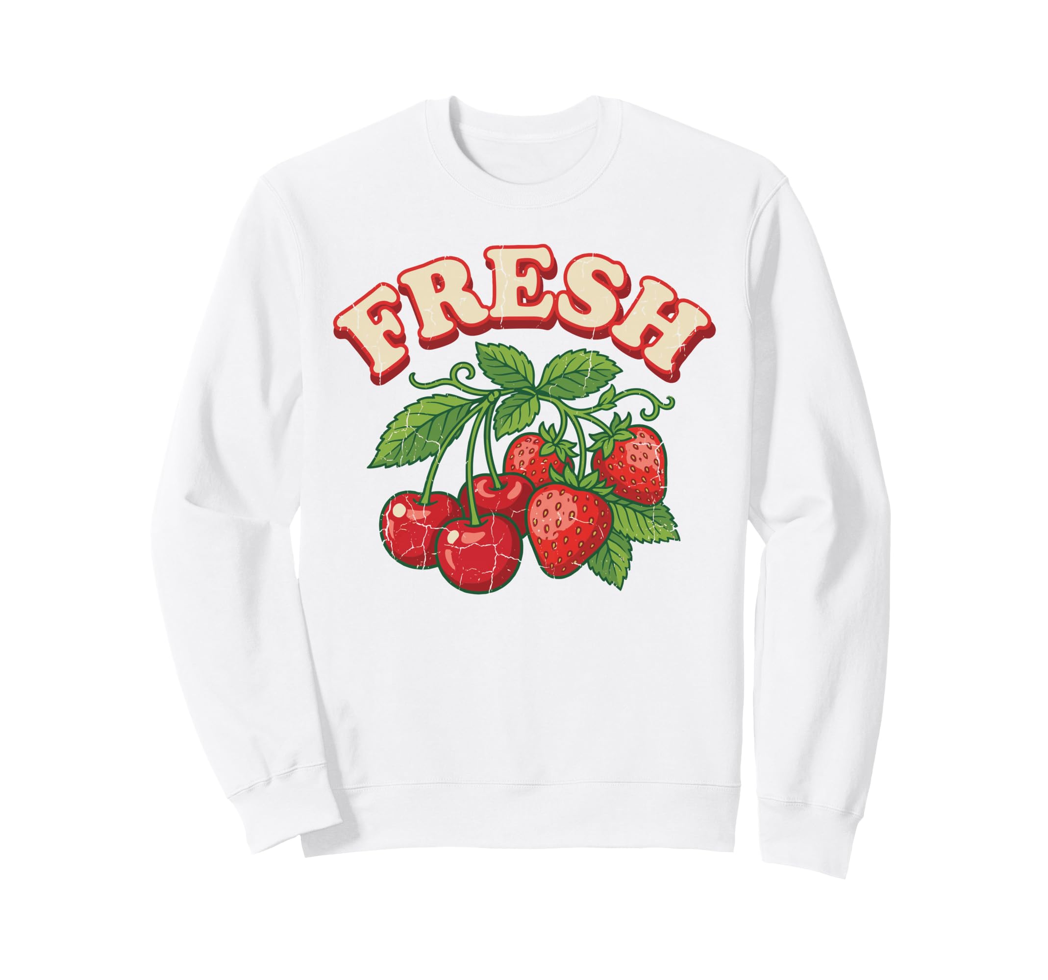 Fresh 70S Cherries Strawberries Sweatshirt - Graphic Print for Adults - T-Shirt, Sweatshirt, Hoodie