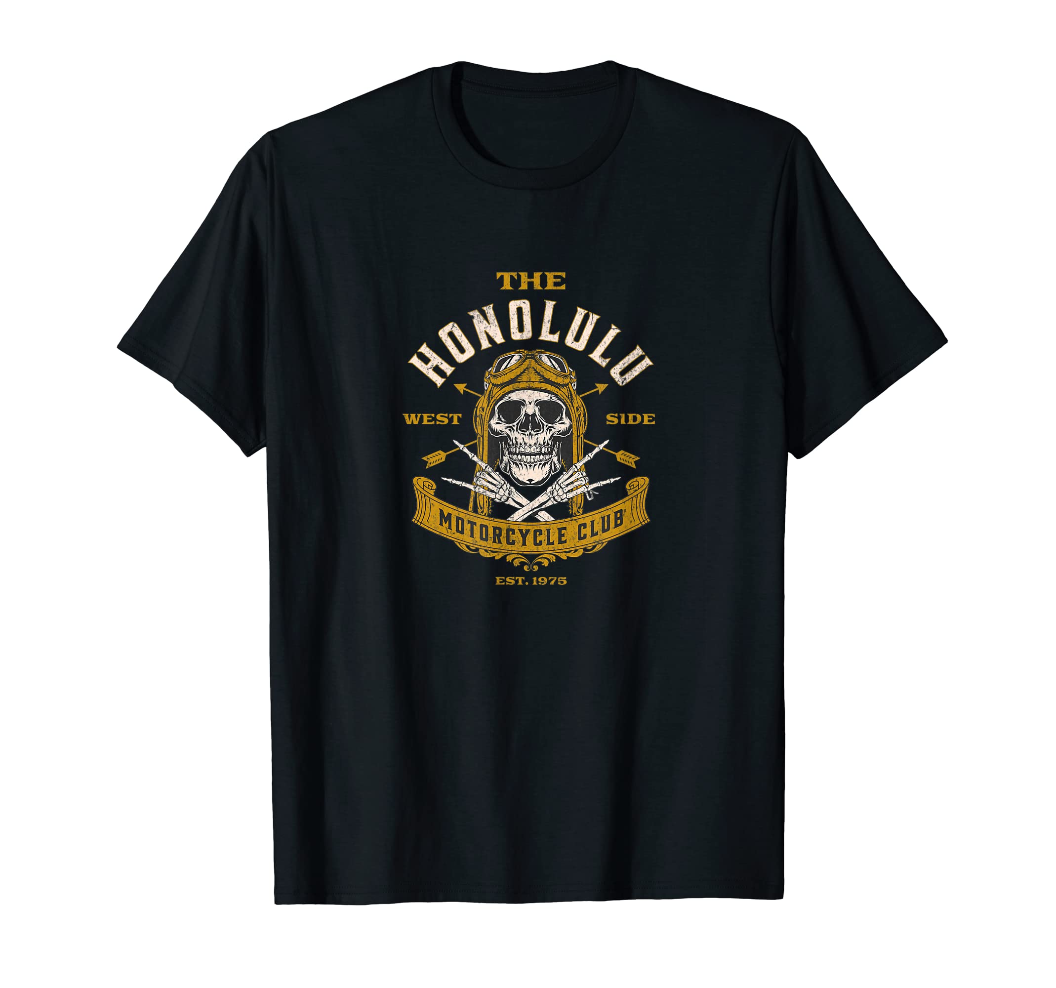 Honolulu Motorcycle Club Distressed T-Shirt - Novelty Apparel Unisex - T-Shirt, Sweatshirt, Hoodie