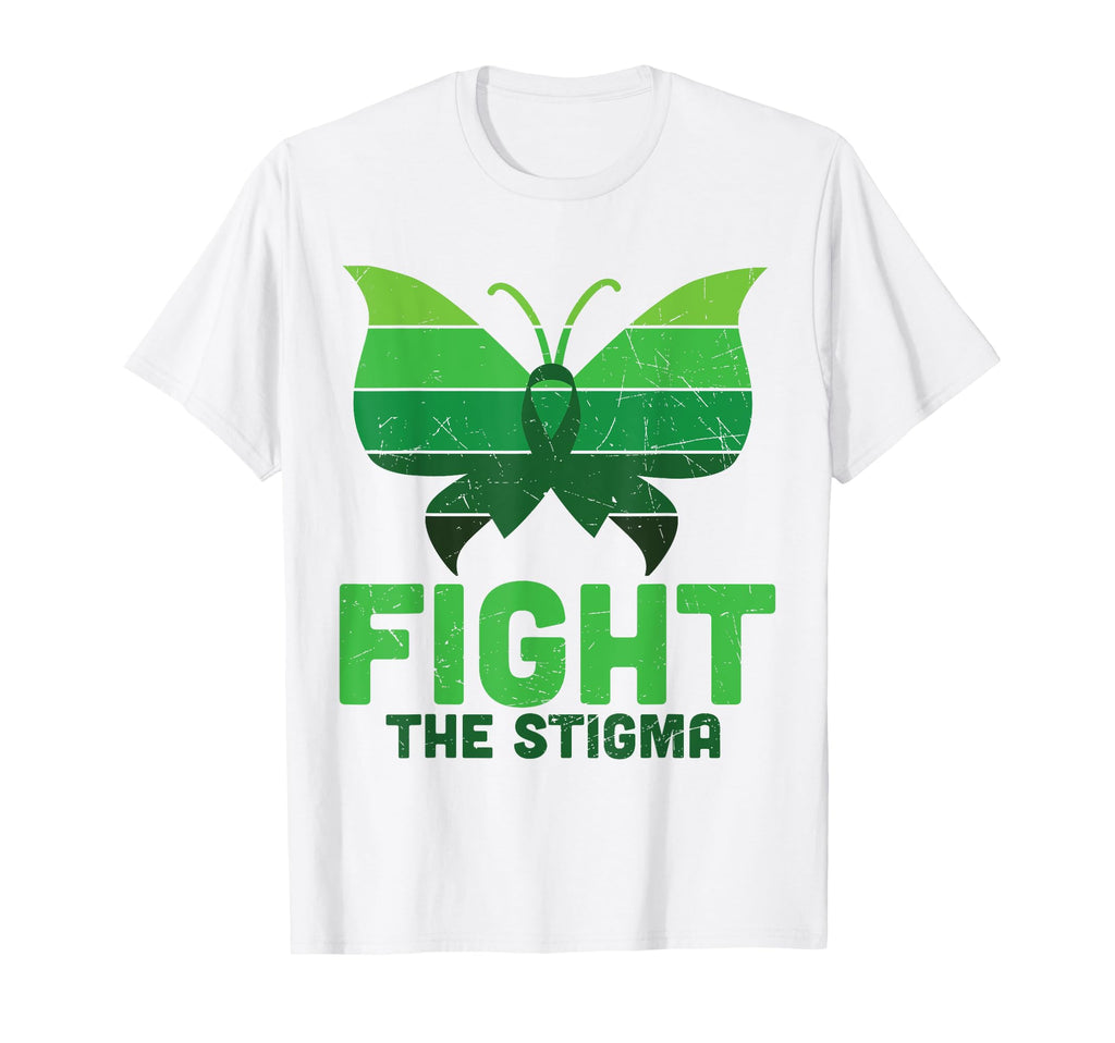 Fight Stigma Butterfly Green Mental T-Shirt - Aesthetic Graphic Unisex - T-Shirt, Sweatshirt, Hoodie