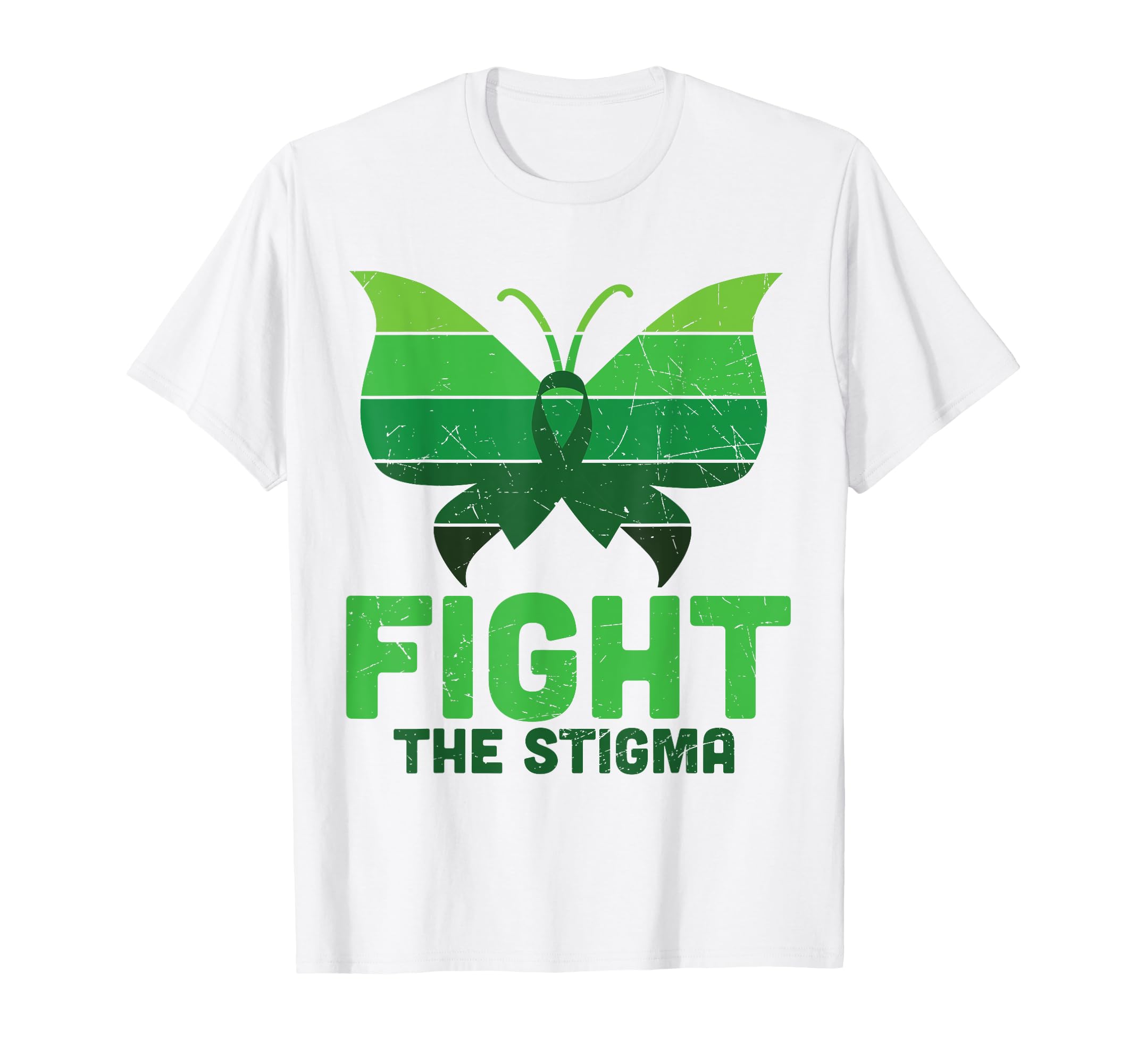 Fight Stigma Butterfly Green Mental T-Shirt - Aesthetic Graphic Unisex - T-Shirt, Sweatshirt, Hoodie