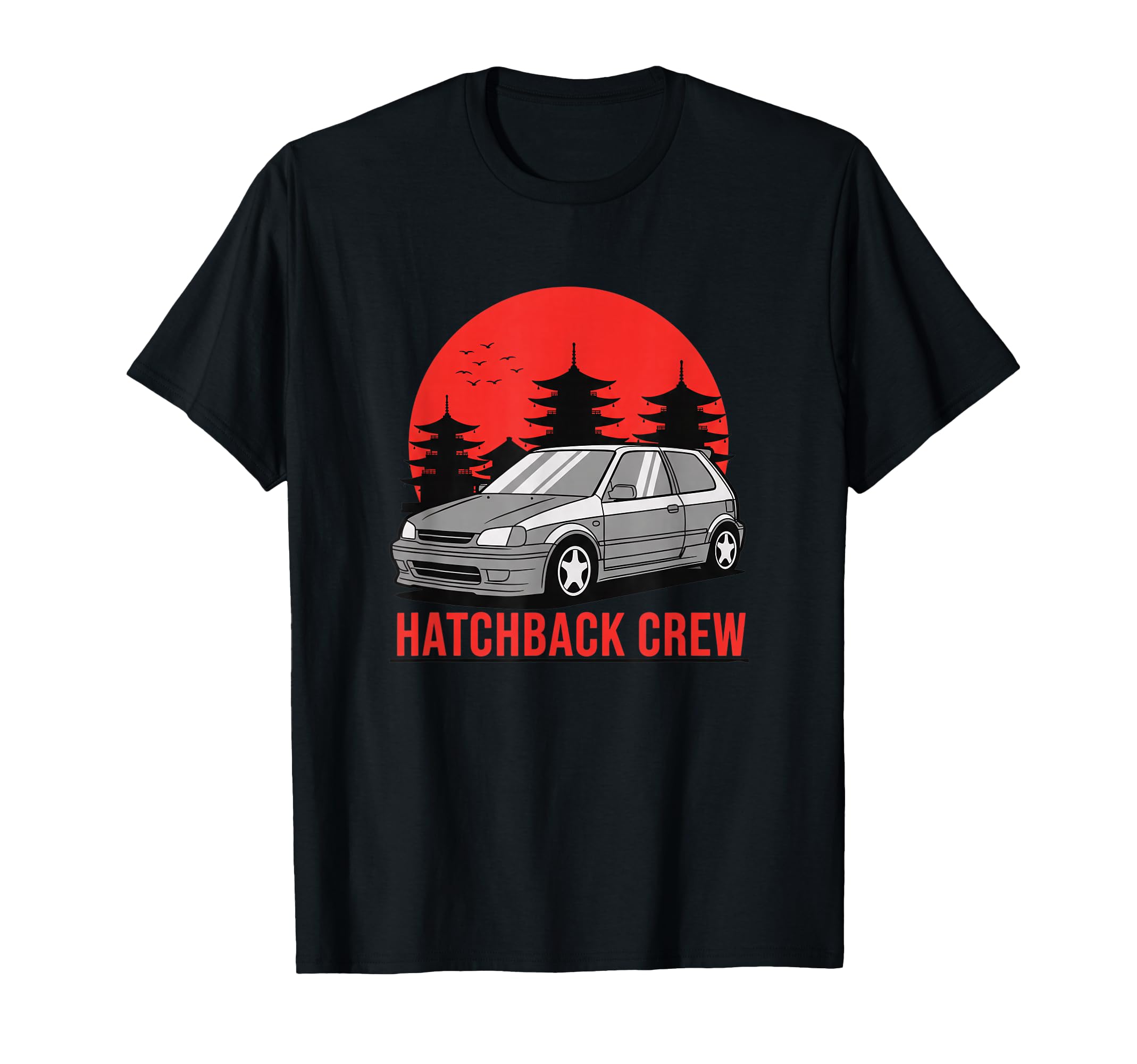 Car Hatchback Crew Jdm Japanese Sunset T-Shirt - Trendy Graphic for Adults - T-Shirt, Sweatshirt, Hoodie