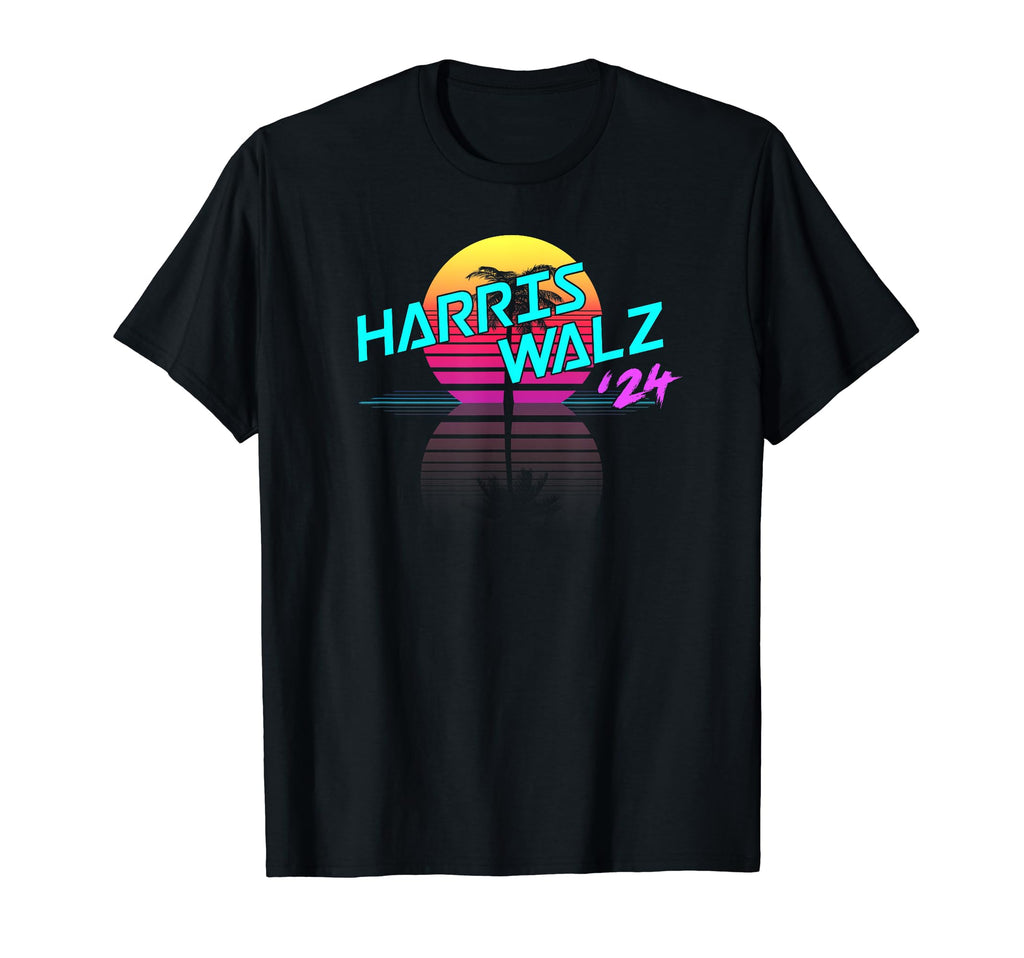 Harris Walz 24 Synthwave Outrun 80S 90S T-Shirt - Unique Graphic Unisex - T-Shirt, Sweatshirt, Hoodie