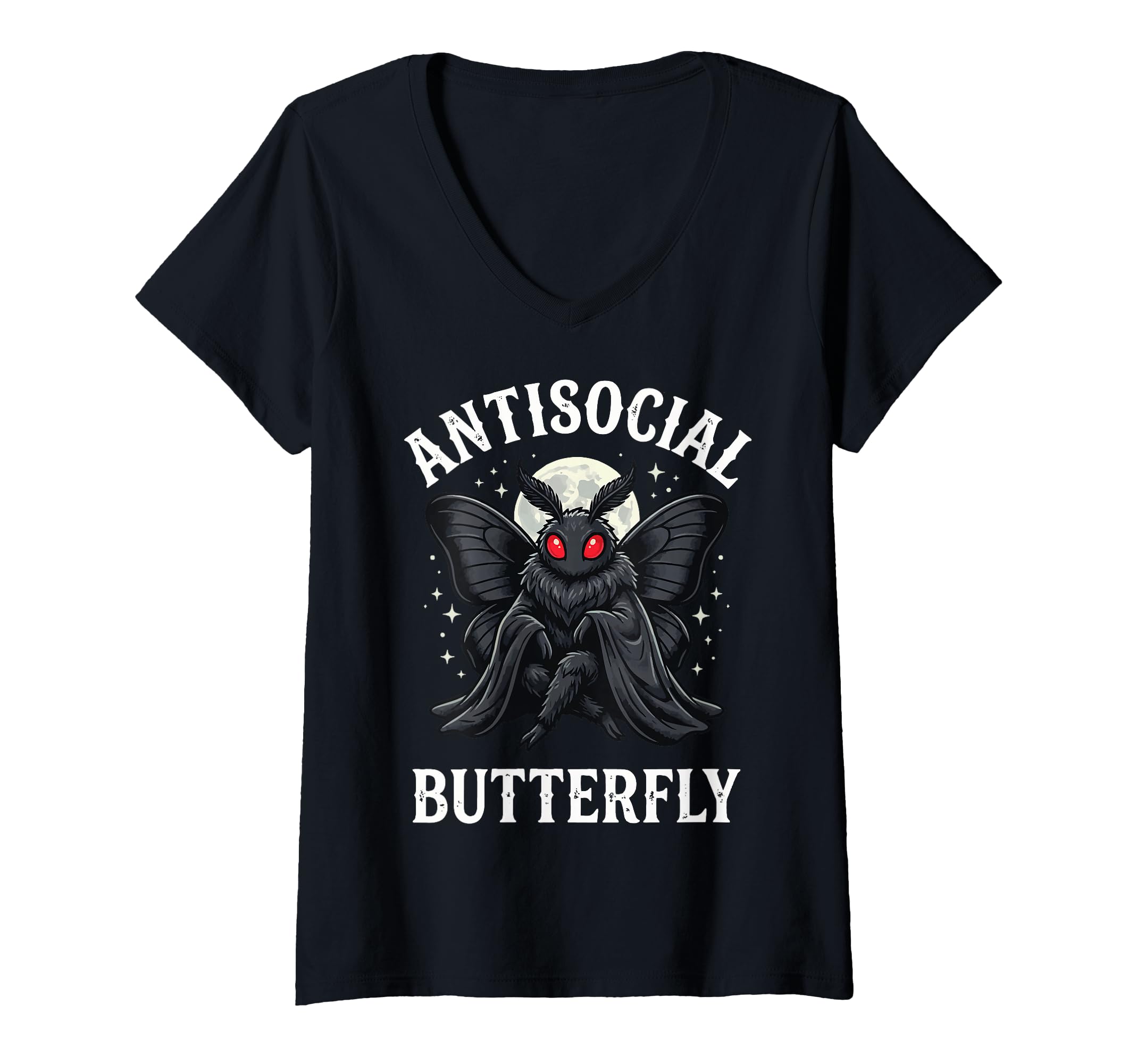 Womens Antisocial Butterfly V Neck T-Shirt - Aesthetic Graphic Unisex - T-Shirt, Sweatshirt, Hoodie