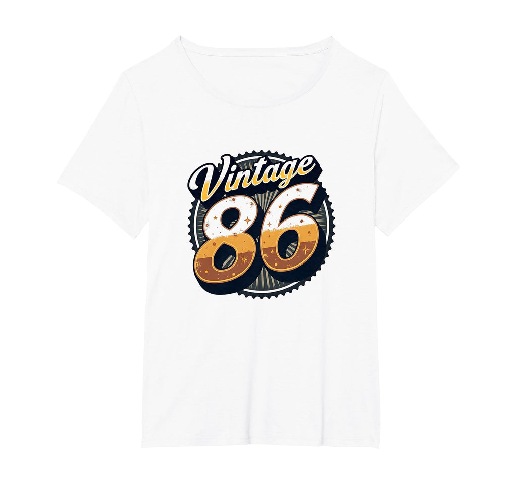86 Birthday Gift Art Womens Plus White T-Shirt - Minimalist Print Unisex - T-Shirt, Sweatshirt, Hoodie