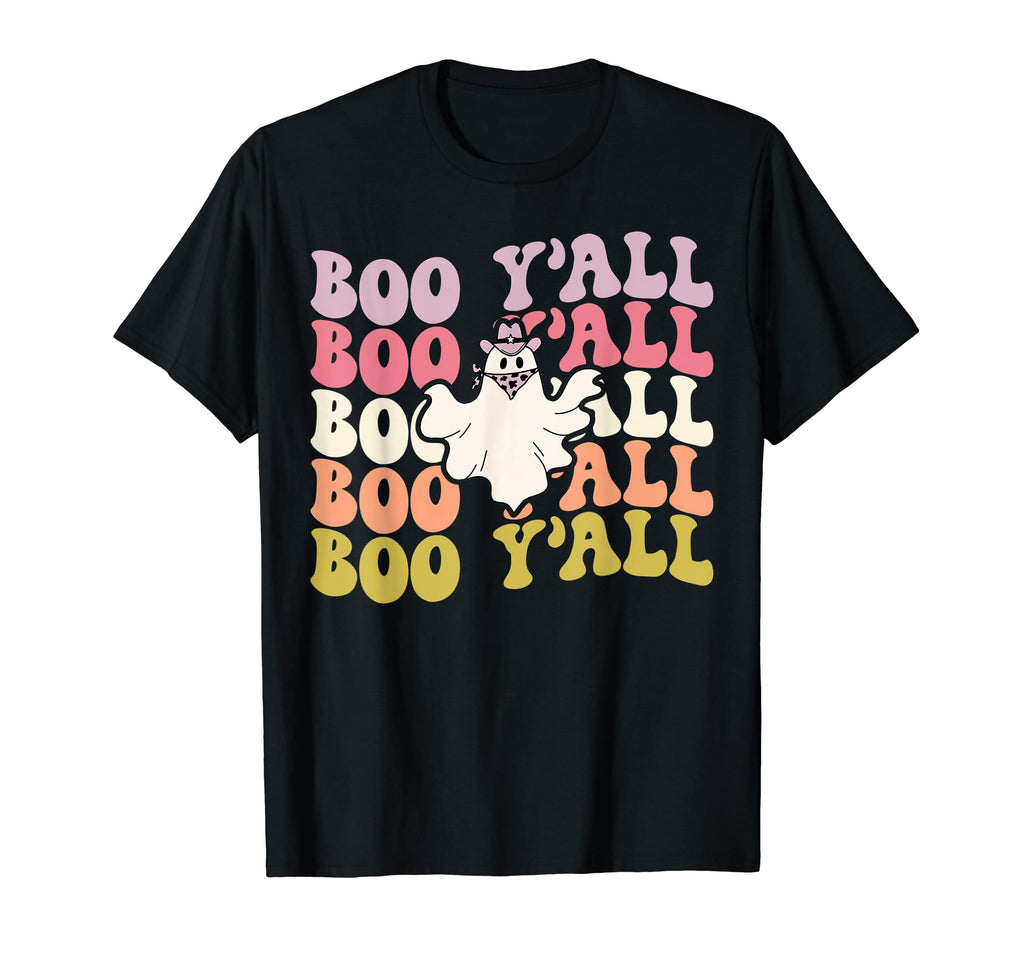Boo Yall Country Western Groovy Ghost T-Shirt - Minimalist Print Unisex - T-Shirt, Sweatshirt, Hoodie