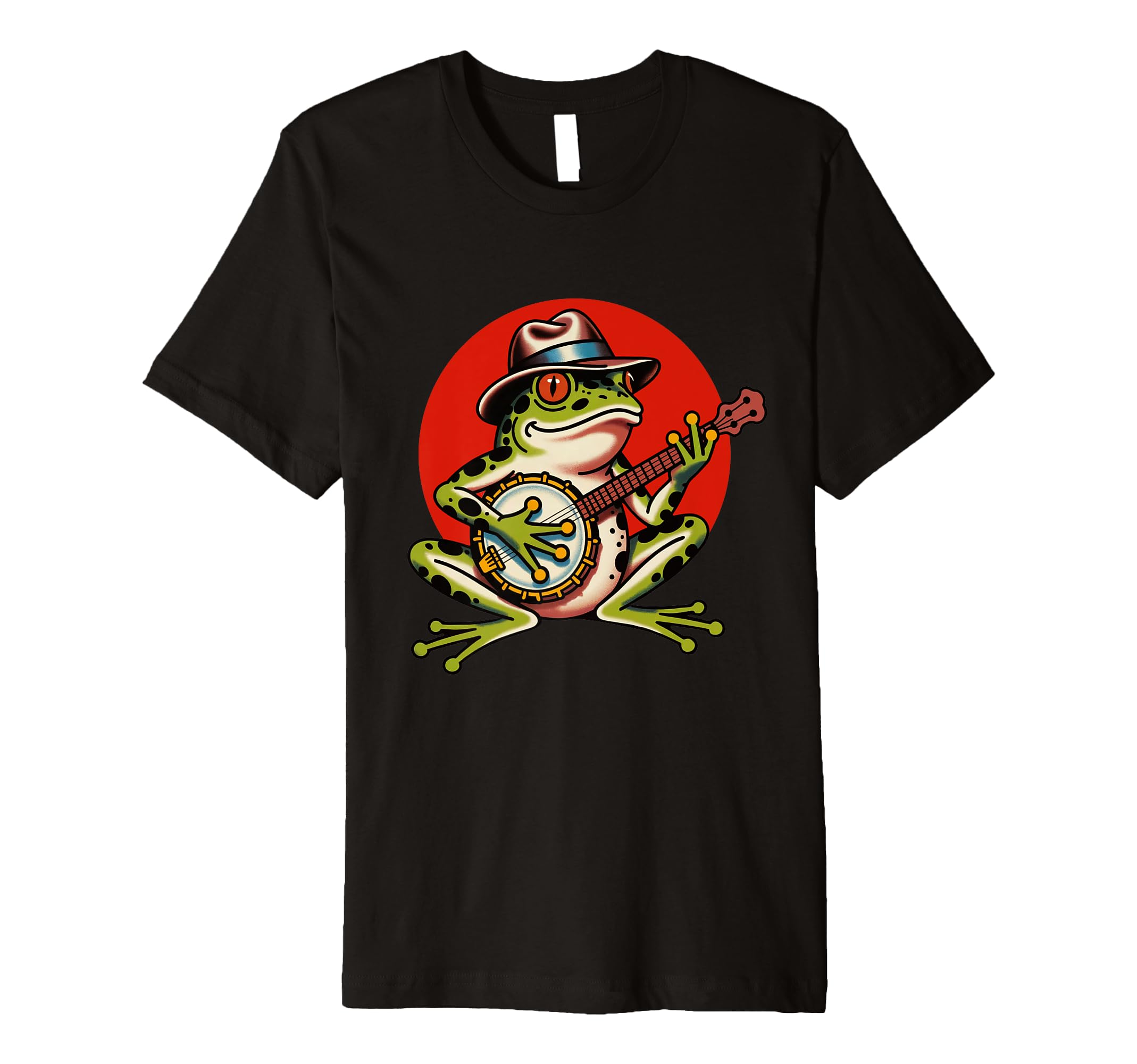 Frog Banjo Tattoo Flash American T-Shirt - Novelty Apparel Men Women - T-Shirt, Sweatshirt, Hoodie