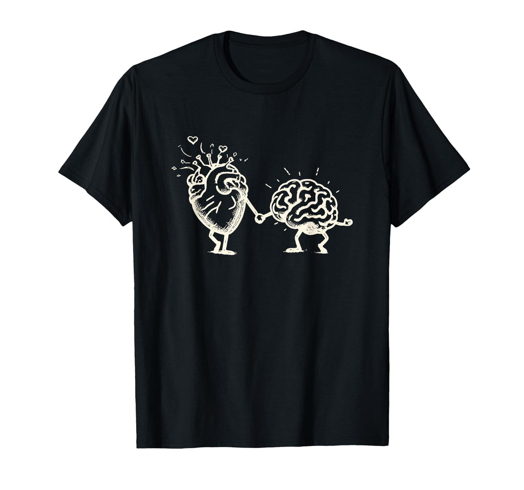 Heart And Brain Mental Health Awareness T-Shirt - Novelty Apparel Unisex - T-Shirt, Sweatshirt, Hoodie