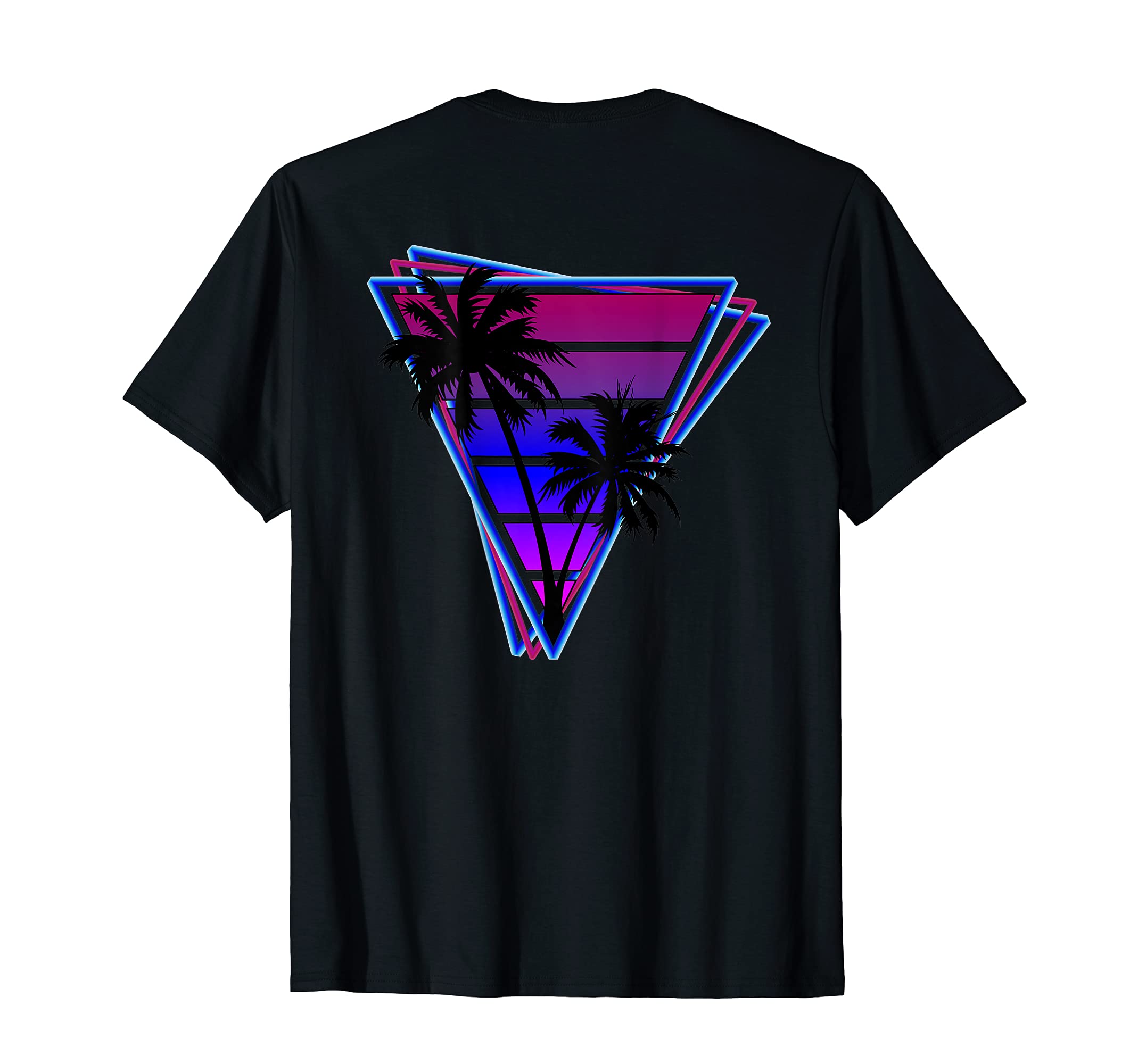 80S Vaporwave Palm Tree Silhouette Back T-Shirt - Graphic Print Men Women - T-Shirt, Sweatshirt, Hoodie