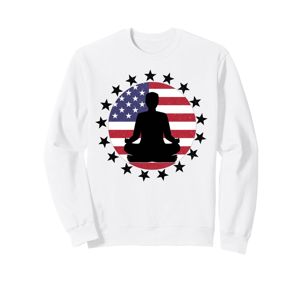 Patriotic Yoga Pose American Flag 4Th Sweatshirt - Custom Art Print Unisex - T-Shirt, Sweatshirt, Hoodie