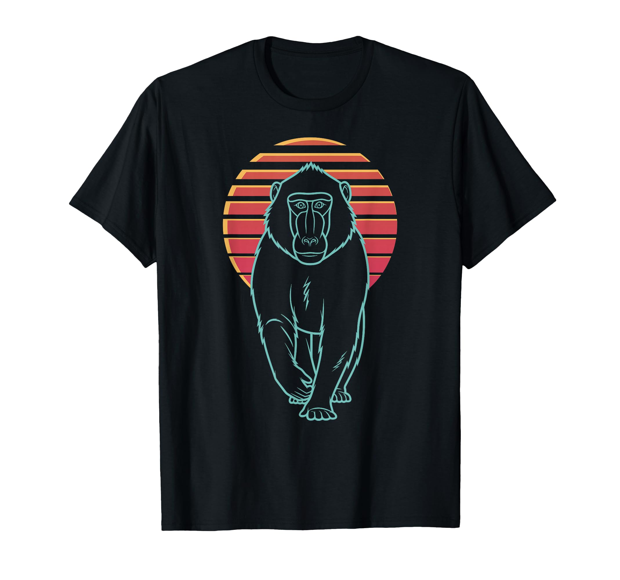 Baboon Lover Animal Synthwave 80S T-Shirt - Custom Art Print Unisex - T-Shirt, Sweatshirt, Hoodie