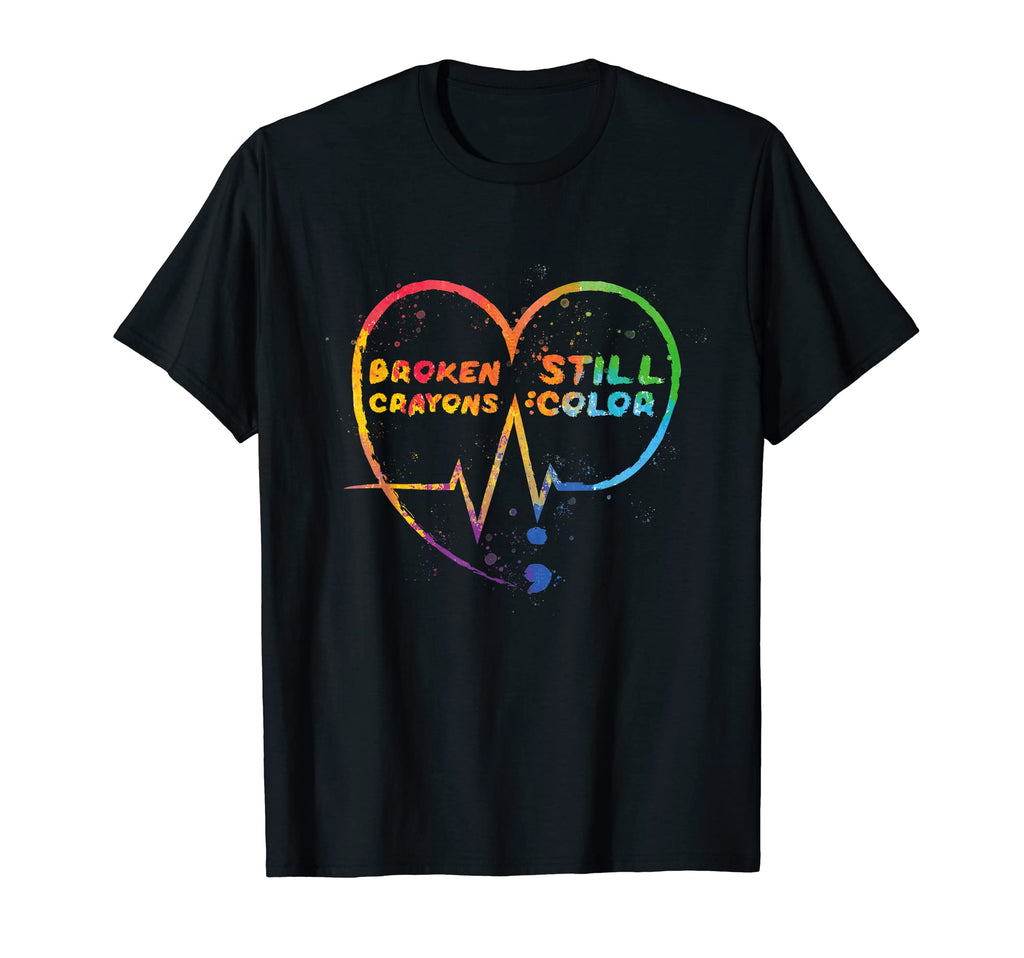 Broken Crayons Semicolon Still Color T-Shirt - Minimalist Print Unisex - T-Shirt, Sweatshirt, Hoodie