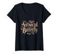 Womens Antisocial Butterfly V Neck T-Shirt - Casual Everyday Wear Men Women - T-Shirt, Sweatshirt, Hoodie