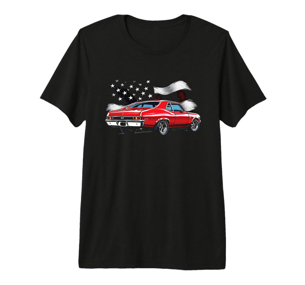 1969 Nova Ii American Flag Old School T-Shirt - Novelty Apparel for Adults - T-Shirt, Sweatshirt, Hoodie